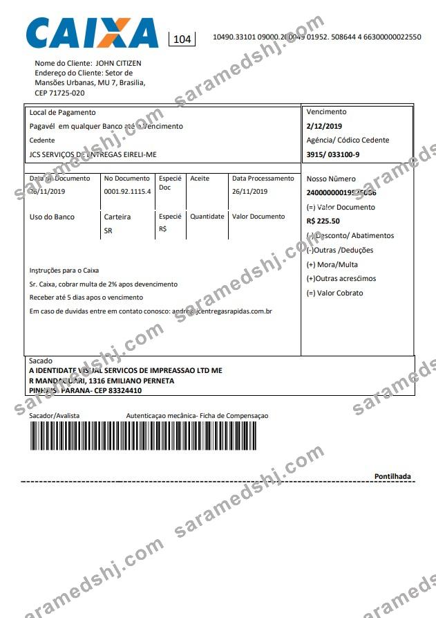 Brazil Caixo bank statement